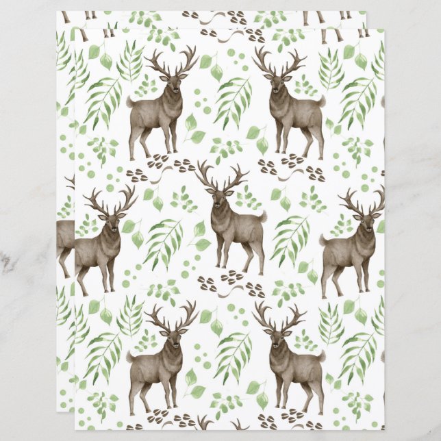 Elk Scrapbook Paper (Frente/Verso)