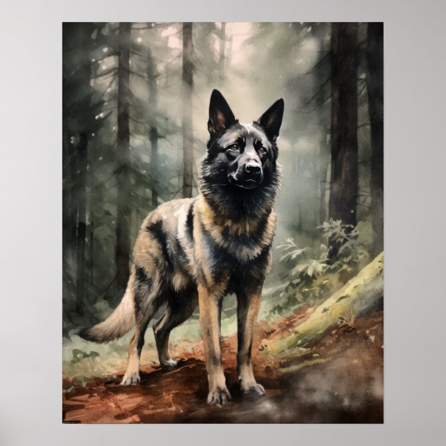 Elkhound Dog Art Impressão Poster (Frente)