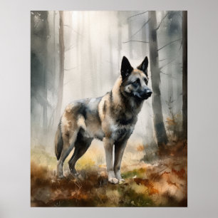 Elkhound Dog Art Impressão Poster