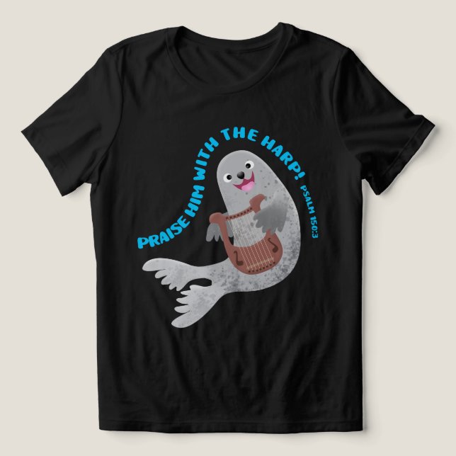 Elogie a foca harpa fofa escritura bíblica versícu (Design frontal)