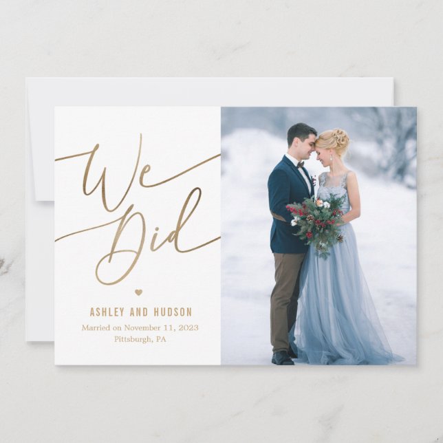 Elopemento de Anúncio de Casamento de Toque Elegan (Frente)