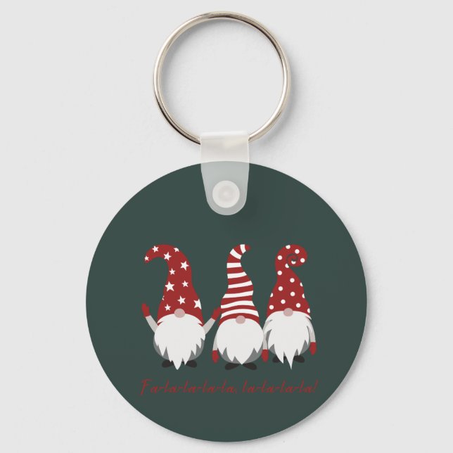 Elves no Chapéu Fa La La chaveiro (Frente)