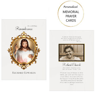 Em Adorando Lembrança Cartões de Oração Funerária