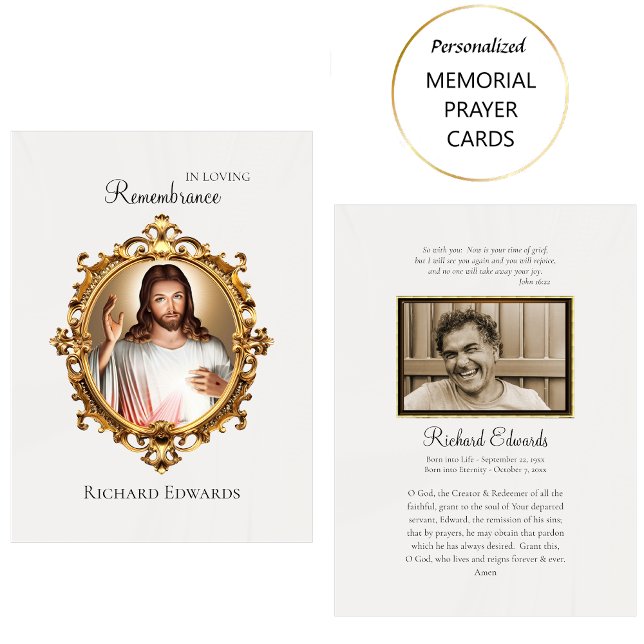 Em Adorando Lembrança Cartões de Oração Funerária  (Criador carregado)