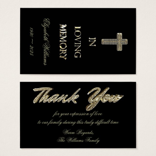Em Adorar Memória Obrigado Ouro Cross Elegante (Frente & Verso)