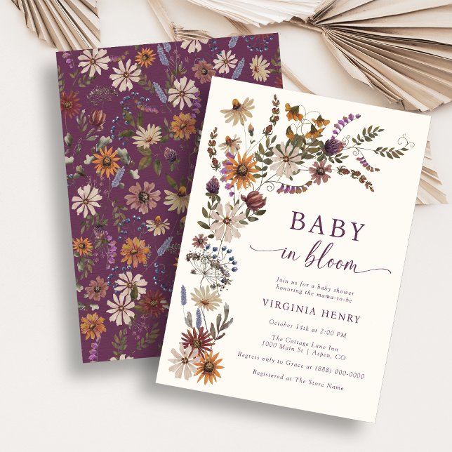 Em Bloom Wildflower Chá de fraldas Convite (In Bloom Wildflower Baby Shower Invitation
)