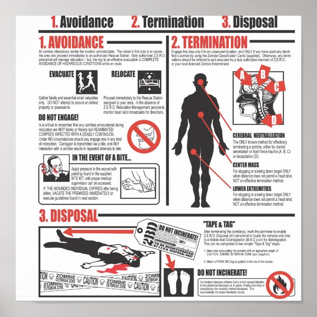 Em Caso De Ataque Zombie Poster (Frente)