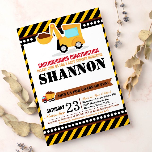 EM CONSTRUÇÃO Chá de fraldas Convite (Criador carregado)