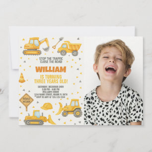 Em Construção Convite de Aniversário com Foto