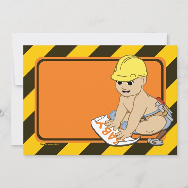 Em Construção de convites para bebês (Frente)