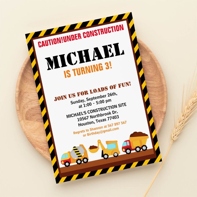 EM Convite de aniversário DE CONSTRUÇÃO (Criador carregado)