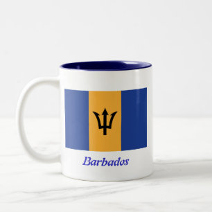 Em Dois Tons A bandeira da caneca de café de Barbados