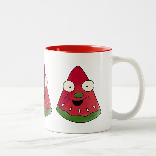 Em Dois Tons A caneca de café feliz da melancia (Direita)
