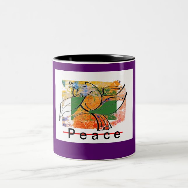 Em Dois Tons A caneca de café Peace Dove compartilha esperança (Centro)