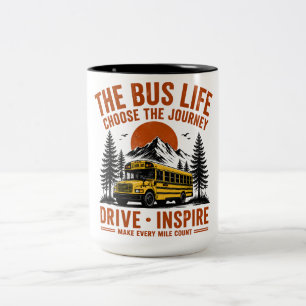 Em Dois Tons A Caneca de Café Retro The Bus Life - Escolha Th