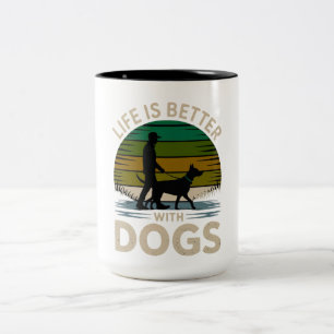 Em Dois Tons A Vida é Melhor Com Cães Caneca de Café Silhueta R