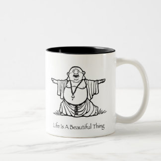 Em Dois Tons A vida é uma caneca de café bonita de Buddha da