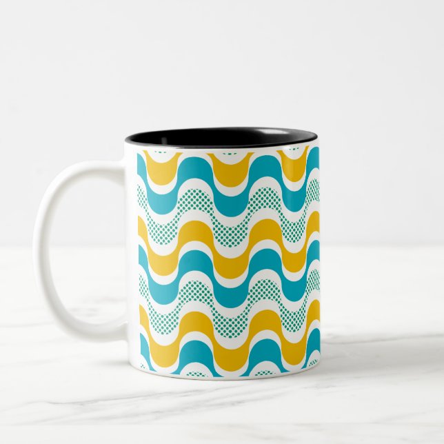 Em Dois Tons abstrato retro-wave padrão da caneca de café de do (Esquerda)