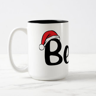 Em Dois Tons Acredite, caneca de café do chapéu do papai noel