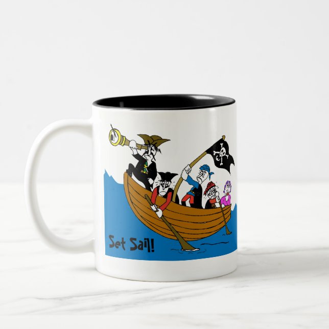 Em Dois Tons Ajuste a vela! Caneca de café (Esquerda)