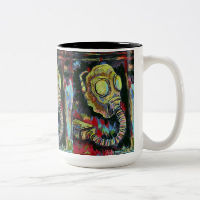 Em Dois Tons Amarelo da mostarda, arte da caneca de café da (Direita)