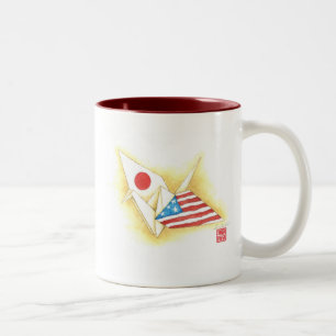 Em Dois Tons Amizade Japão-EUA do ~ do tom da caneca de café