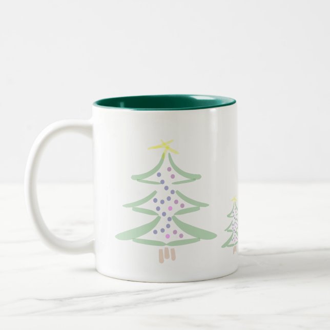 Em Dois Tons Árvore de Natal aplaude caneca de café eterna (Esquerda)