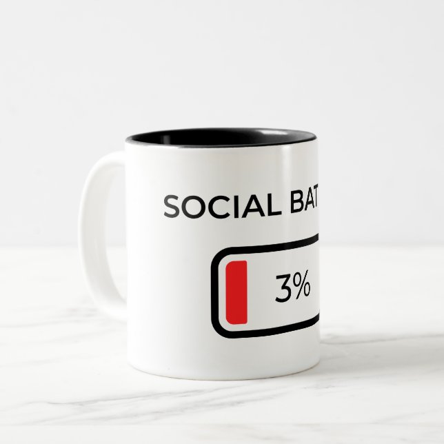 Em Dois Tons Bateria Social 3% - Caneca de Café (Frente Esquerda)