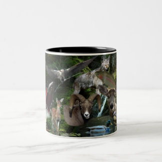 Em Dois Tons BC caneca de café dos animais selvagens