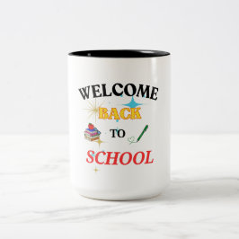 Em Dois Tons Bem-vindo de volta à escola de caneca - café diver