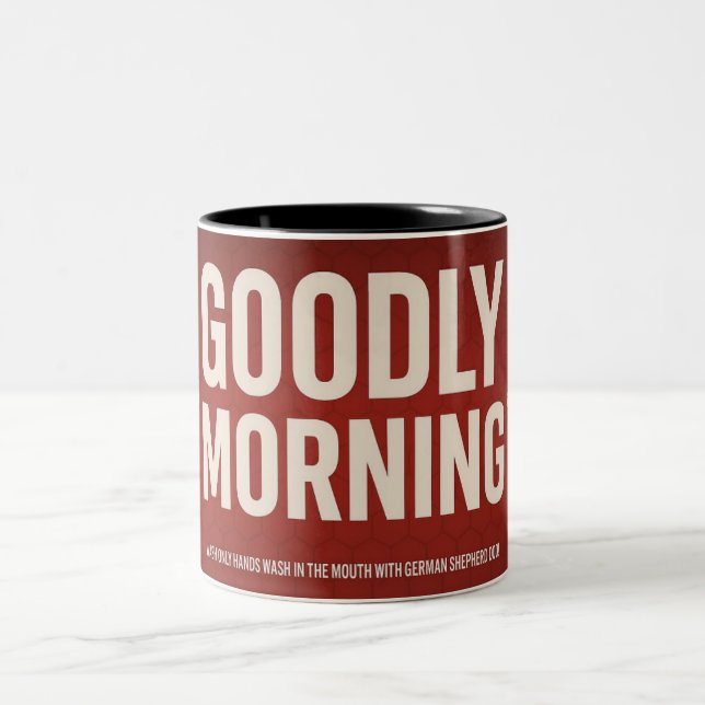 Em Dois Tons boa manhã, corajosa caneca de café vermelha (Centro)