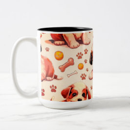 Em Dois Tons Cachorro bonito padrão 11 oz. caneca de café