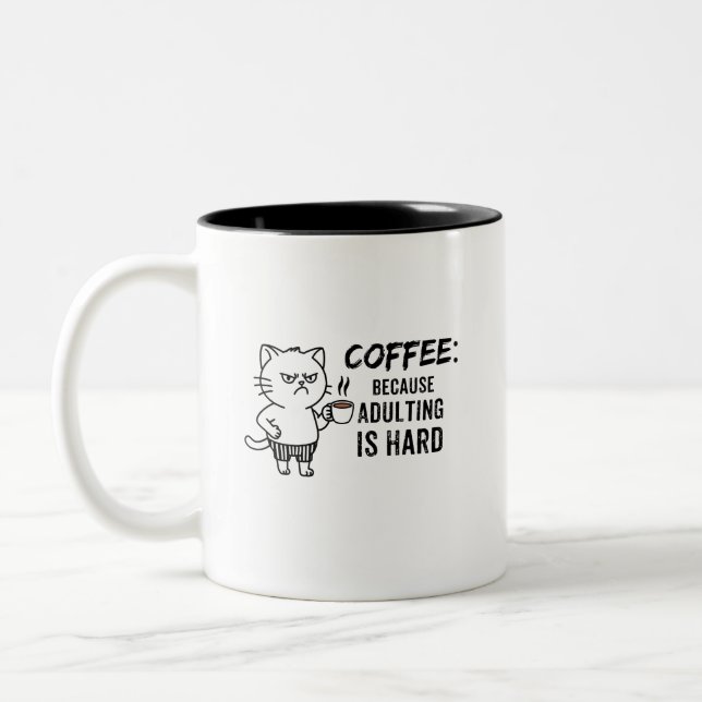 Em Dois Tons Café e caneca de amante de gato (Esquerda)