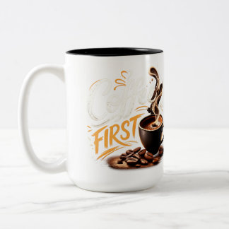 Em Dois Tons Café Primeiro Caneca Engraçada para Amantes de Caf
