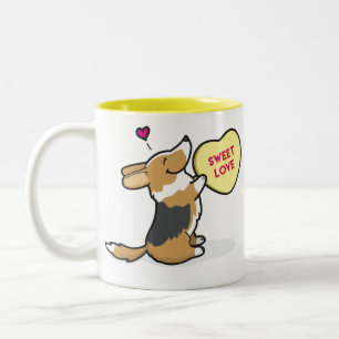 Em Dois Tons Caneca 2015 do Tri Col café do Corgi do casaco de