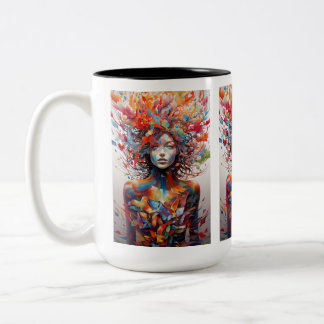 Em Dois Tons Caneca Artística Feminina! "Telecinética" Café de 