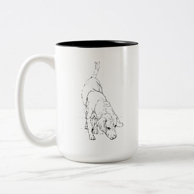 Em Dois Tons Caneca Beagle – Caneca de Café com Cachorro Desenh (Esquerda)