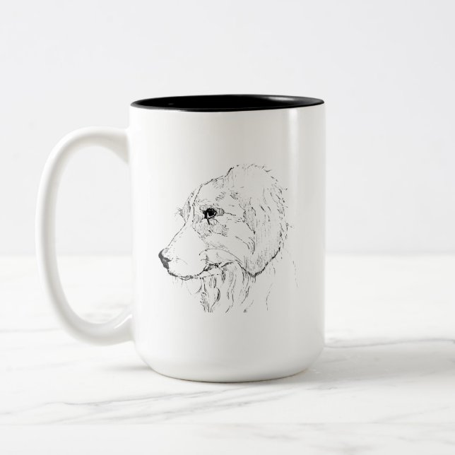 Em Dois Tons Caneca Border Collie – Caneca de Café com Desenho  (Esquerda)