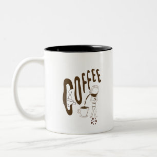 Em Dois Tons Caneca Branca Minimalista Gráfica Amante de Café F