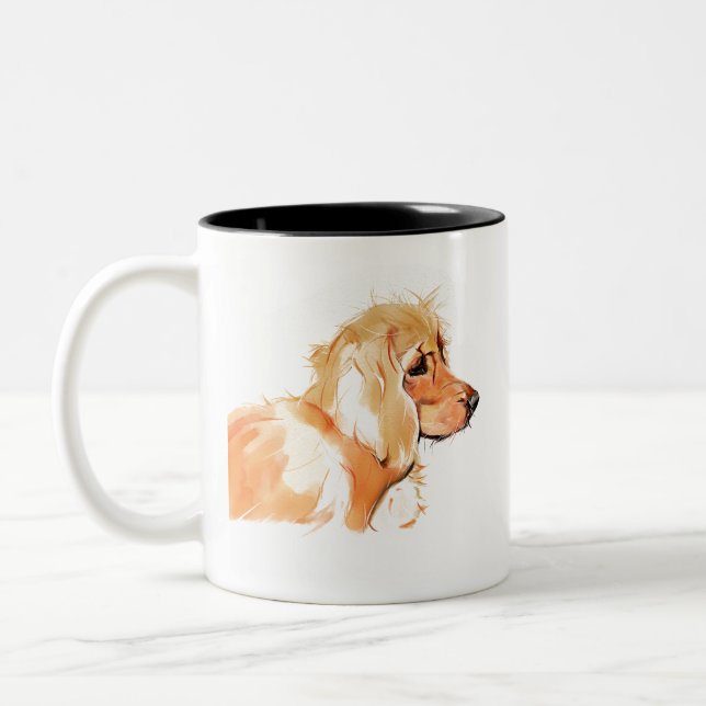 Em Dois Tons Caneca Cocker Spaniel, Mãe de Cachorro Café Aquare (Esquerda)