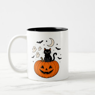 Em Dois Tons Caneca de Abóbora de Gato de Halloween | Café de G