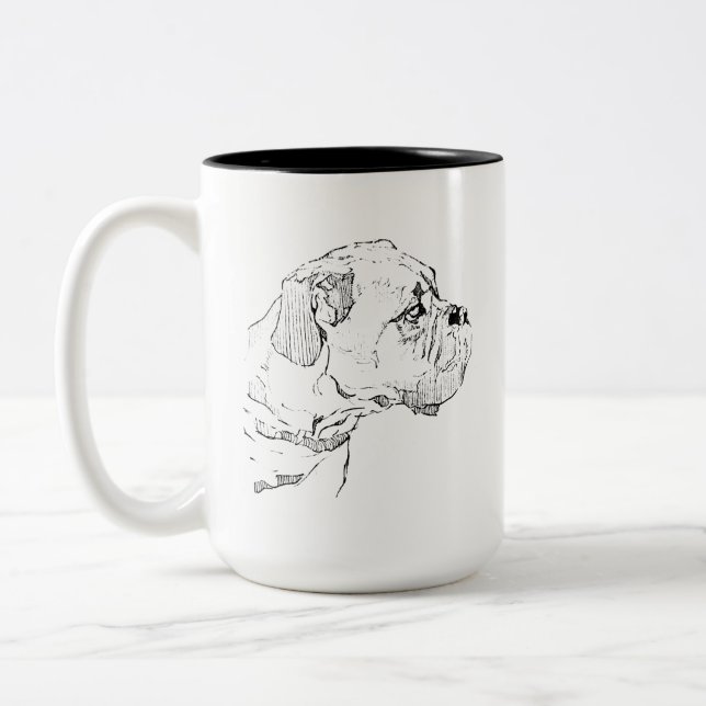 Em Dois Tons Caneca de Cachorro Boxer – Caneca de Café com Dese (Esquerda)