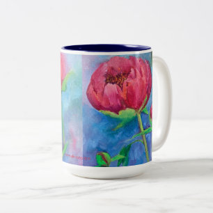 Em Dois Tons Caneca de café 15oz do Alaskan Peonies