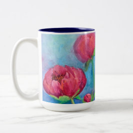 Em Dois Tons Caneca de café 15oz do Alaskan Peonies