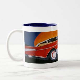 Em Dois Tons caneca de café 1957 chevy vermelha