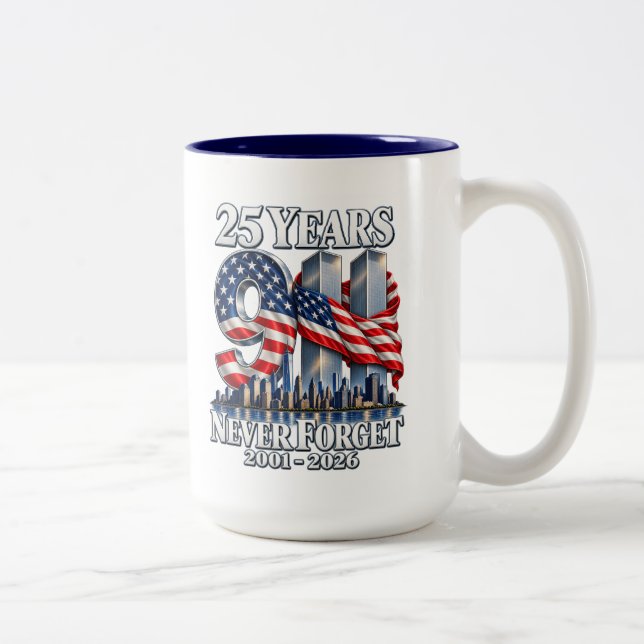 Em Dois Tons Caneca de café 911 Nunca Esqueça (Direita)
