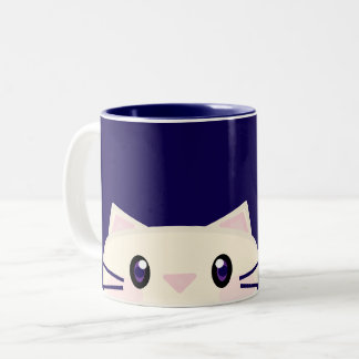 Em Dois Tons Caneca de café aconchegante de gato de desenho ani