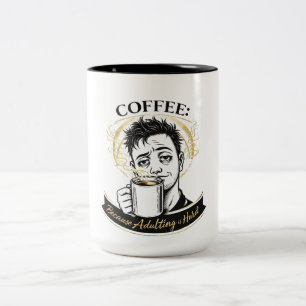 Em Dois Tons Caneca de Café Adulting is Hard Humor Adulto Eng