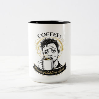 Em Dois Tons Caneca de Café Adulting is Hard | Humor Adulto Eng