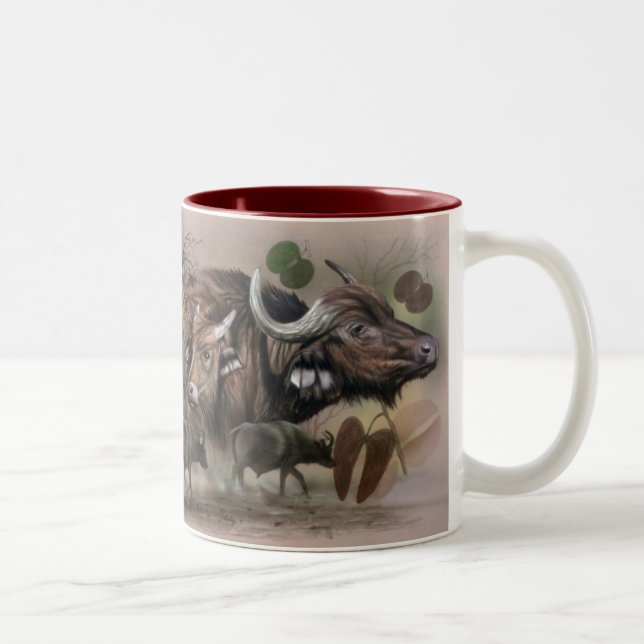Em Dois Tons Caneca de café African Big 5 - Cabo Buffalo (Direita)